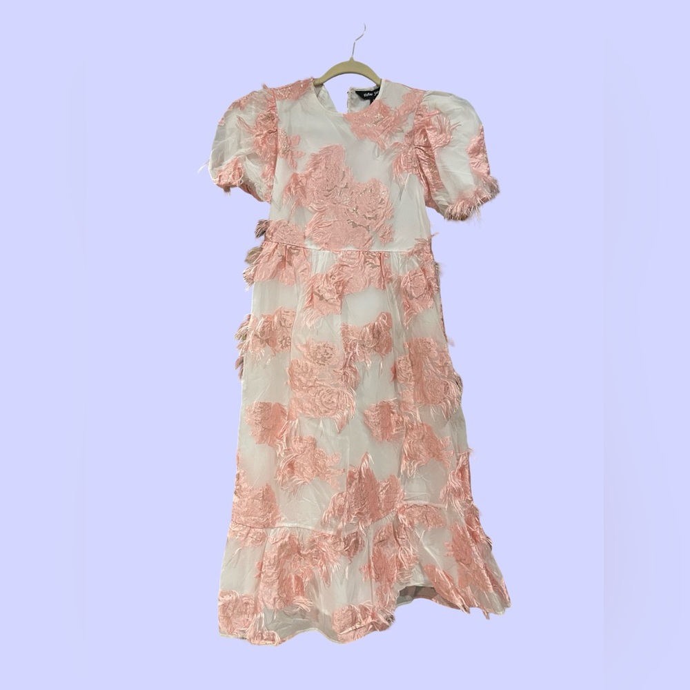 Sister Jane Pink & White Textured Midi Dress – Size S